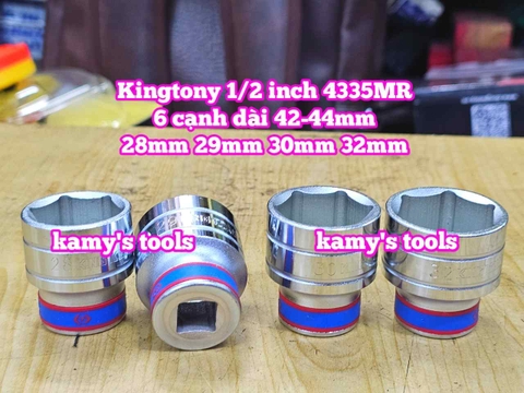 Đầu tuýp trắng ngắn 1/2 inch Kingtony 6 cạnh 28mm 29mm 30mm 32mm 433529MR 433529MR 433530MR 433532MR