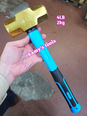 Búa đồng thau đầu lục giác 2kg 2000g 4LB cán nhựa dài 405mm kamytools BHCP-04