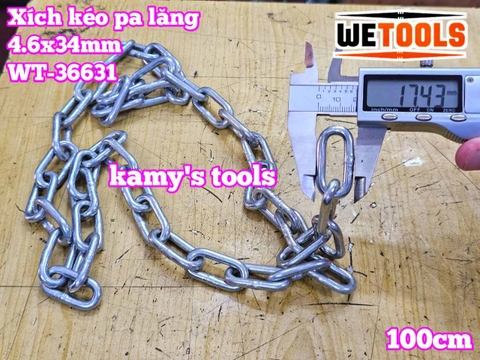 Xích kéo bằng thép dùng cho pa lăng xích 4.6mm 4.6x34mm Wetools WT-36631