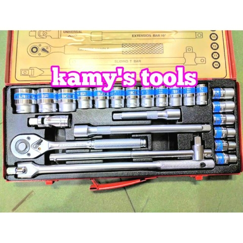 Bộ tuýp khẩu 25 chi tiết 1/2 inch 10-32mm Barker hệ mét, hệ inch chính hãng (bộ đầu tuýp, bộ đầu khẩu, bộ đầu chụp)