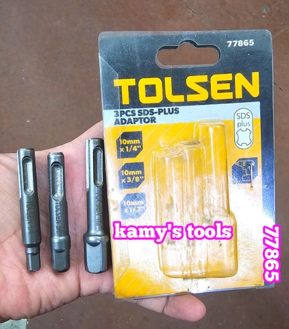 77865 Bộ 3 đầu chuyển khoan đuôi chuôi chân gài 4 rãnh sds plus sang bắn tháo mở bulong tuýp 1/4 3/8 1/2 inch Tolsen