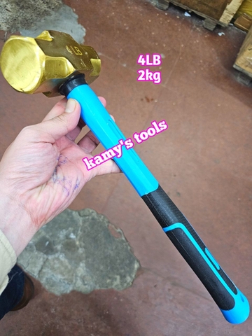 Búa đồng thau đầu lục giác 2kg 2000g 4LB cán nhựa dài 405mm kamytools BHCP-04