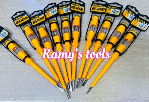 Bút thử điện Tolsen có đèn 4x190mm Model 38115 chính hãng (vít thử điện Tolsen 38115)