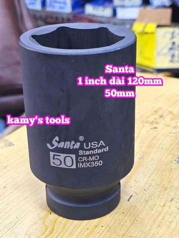 Đầu tuýp 1 inch đen dài 120mm lục giác Santa thép Cr-mo 36mm 38mm 41 mm 46mm 50mm IMX336 IMX338 IMX341 IMX346 IMX350
