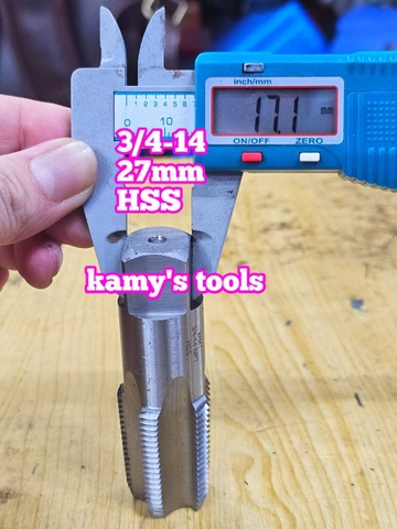 Taro ống rắc co 27mm răng côn HSS Shanghai Z3/4-14