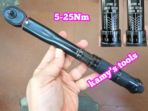 Cần siết lực chỉnh lực đen 1/4 inch 5-25Nm dài 265mm