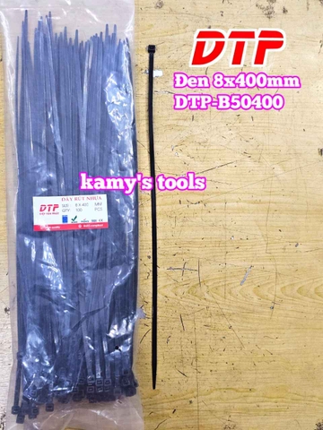 Dây rút dây thít nhựa màu đen trắng 8x400mm DTP-B50400 DTP-W50400 (1 bịch/100 sợi)