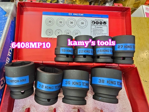 Bộ tuýp 3/4 inch 8 chi tiết đen ngắn Kingtony 19-38mm model 6408MP10