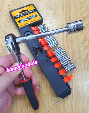 Bộ khẩu tuýp 1/4 inch cần tự động có khúc nối 13 chi tiết 4mm-14mm TIFONE