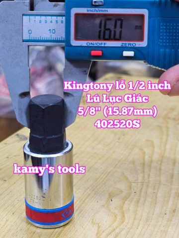 Tuýp lú đầu lục giác lỗ 1/2 inch Kingtony cỡ 9/16 5/8 3/4 inch 402518S 402520S 402524S