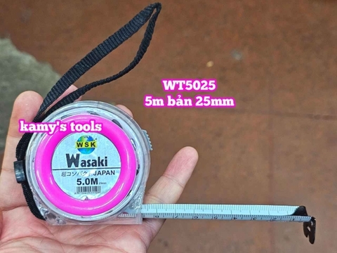 Thước kéo 5m 5mét bản 19mm 25mm WSK Wasaki WT5019 WT5025 2 mặt có lỗ ban TỰ ĐỘNG KHÓA, thước rút 5m thước cuộn 5m