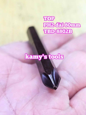 Mũi vít đóng bake 4 cạnh PH2 8mm 5/16 inch dài 80mm TOP model TBD-8802B