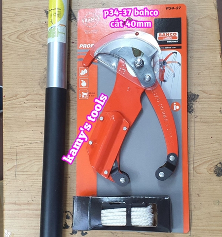 Kéo cắt tỉa cành trên cao 40mm P34-37 Bahco, đầu kéo giật cành (chưa bao gồm cây nhôm rút)