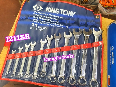 Bộ cờ lê vòng miệng hệ inch 11 chi tiết Kingtony 1211SR 1/4-15/16