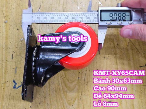 Bánh xe càng xoay PU cam 60mm 30x63mm cao 90mm Kamytools KMT-XY65CAM