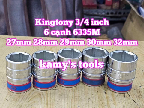 Đầu tuýp khẩu 3/4 inch 6 cạnh trắng Kingtony 27mm 28mm 29mm 30mm 32mm 633527M 633528M 633529M 633530M 633532M
