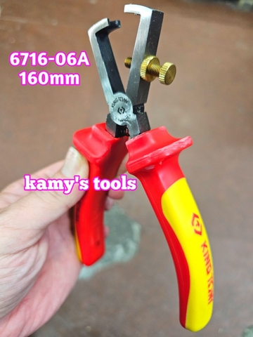 Kìm tuốt dây cách điện 1000V Kingtony 6716-06A dài 6 1/4 inch (160mm) tuốt dây 5mm tương đương 10mm2