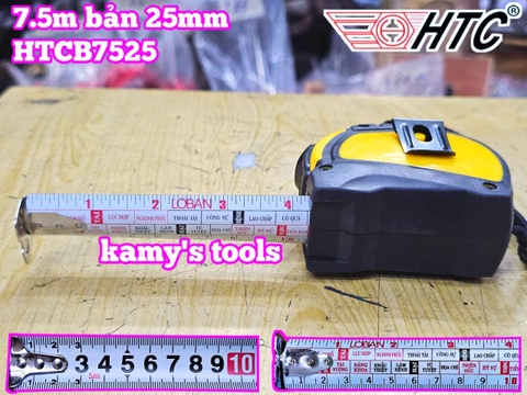 Thước cuộn thước rút thước kéo 7.5m 7.5 mét bản 25mm HTC HiLock-25 model HTCB7525 tự động khóa