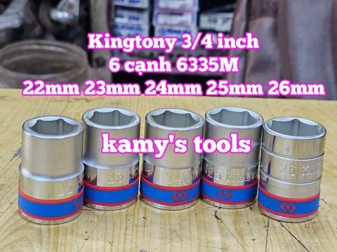 Đầu tuýp khẩu 3/4 inch 6 cạnh trắng Kingtony 22mm 23mm 24mm 25mm 26mm 633522M 633523M 633524M 633525M 633526M