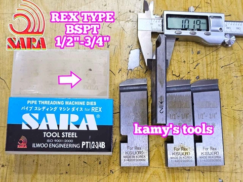 Dao tiện ren ống sắt tráng kẽm Rex hiệu Sara 1/2”-3/4” (21-27mm) hệ ren BSPT