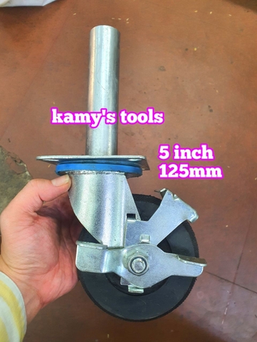 Bánh xe giàn giáo có khóa bánh cao su đặc 5 inch 125mm xoay 360 độ