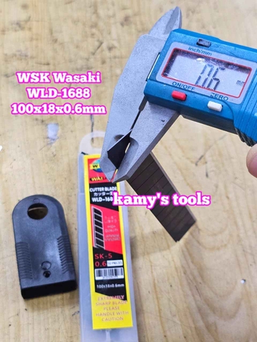 Lưỡi dao rọc giấy rọc cáp thép đen WSK Wasaki WLD-1688 bản dao 17.5mm dày 0.6mm dài 106mm