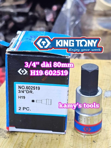 Đầu tuýp lú đầu lục giác 6 cạnh 3/4 inch Kingtony 14mm 17mm 19mm 22mm 602514 602517 602519 602522