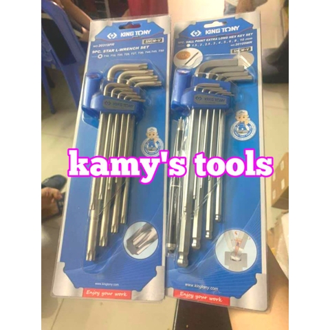 Bộ lục giác bi và bông Kingtony 9 cây (tặng kèm bút) 20109MR và 20319PR