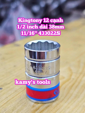 Đầu tuýp trắng 1/2 inch Kingtony 12 cạnh 9/16, 5/8, 11/16, 3/4, 13/16 inch 433018S 433020S 433022S 433024S 433026S