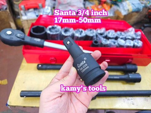 Bộ tuýp khẩu 3/4 inch đen Santa 21 chi tiết 17mm-50mm loại 6 cạnh IMS21 và 12 cạnh IMS22