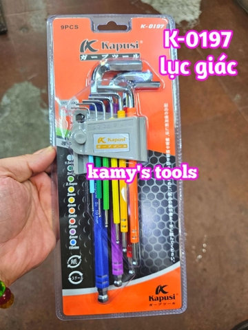 Bộ khóa lục giác bi và bông hoa thị nhiều màu Kapusi 9 cây K-0197 và K-0198