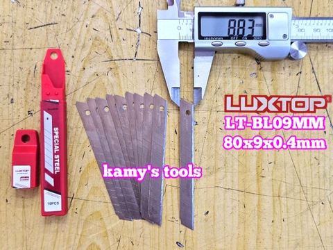 Lưỡi dao rọc giấy nhỏ 9mm Luxtop LT-BL09MM 80x9x0.4mm (10 lưỡi/hộp)