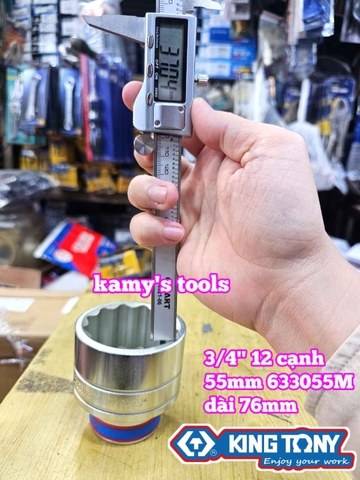 Đầu tuýp 3/4 inch 12 cạnh trắng Kingtony 55mm 633055M