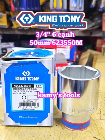 Đầu tuýp 3/4 inch 6 cạnh trắng 42mm 44mm 50mm 55mm Kingtony 623542M 623544M 623550M 62355M