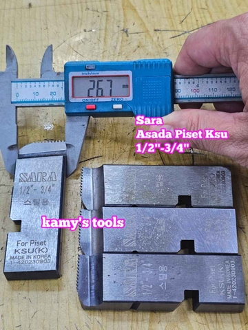 Dao tiện ren ống thép sắt tráng kẽm Asada Piset KSU hiệu Sara 1/2-3/4 inch 21-27mm hệ ren thông dụng BSPT