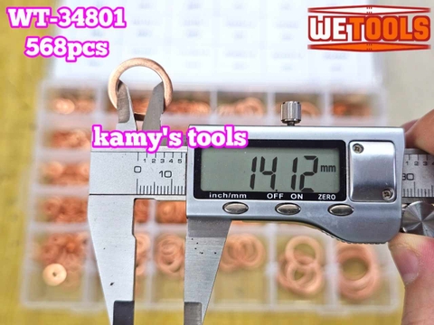 Hộp ron oring đồng gioăng đồng long đền thau 568 chi tiết 30 kích cỡ Wetools WT-34801 Impa code 813080