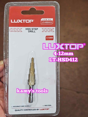 Mũi khoan tháp chuôi lục giác 4-12mm Luxtop LT-HSD412