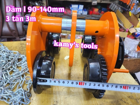 3 tấn 3m Rùa kéo pa lăng Nitto chạy dầm I 90mm-140mm GCL-3