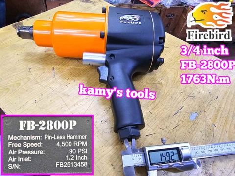 Máy vặn ốc siết tháo mở bulong hơi khí nén Firebird 3/4 inch 1763Nm FB-2800P