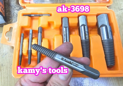 Bộ 8 mũi ren taro chuyên lấy đầu ống nước bulong ốc vít gãy Asaki AK-3698