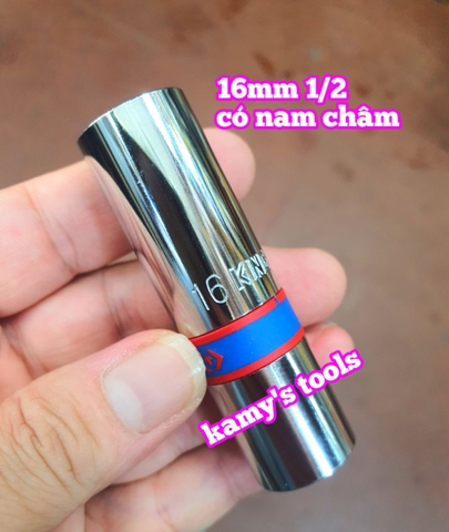Đầu khẩu tuýp tháo mở bugi có nam châm 16mm 1/2 inch 6 cạnh dài 70mm Kingtony 466516
