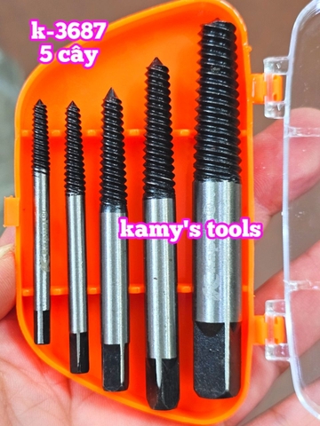 K-3687 và K-3688 Bộ mũi ren tháo mở bu lông, ốc vít gãy Kapusi, bộ ta rô taro lấy ốc gãy