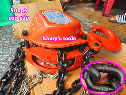 Pa lăng xích kéo tay Nitto 5 tấn 3m (3 mét) 5m (5 mét) model 50vp5 loại CB-II xích đóng logo G80 chính hãng cao cấp