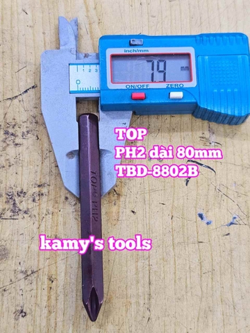 Mũi vít đóng bake 4 cạnh PH2 8mm 5/16 inch dài 80mm TOP model TBD-8802B