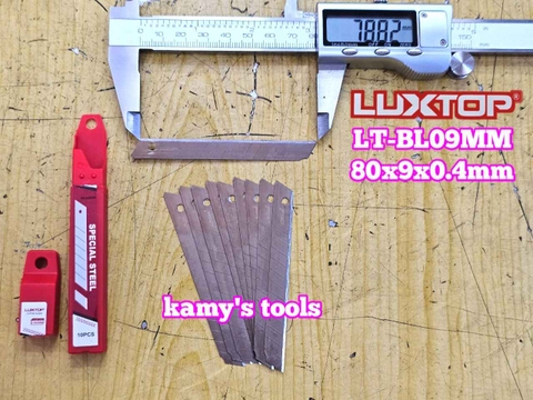 Lưỡi dao rọc giấy nhỏ 9mm Luxtop LT-BL09MM 80x9x0.4mm (10 lưỡi/hộp)