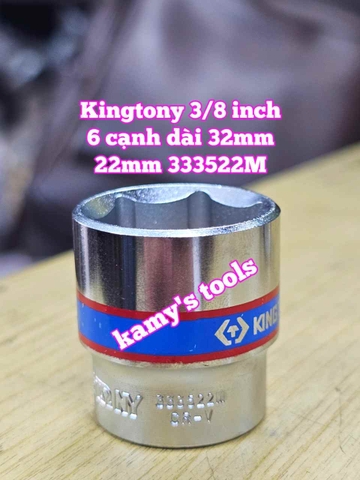 Đầu tuýp trắng 6 cạnh 3/8 inch dài 27mm Kingtony 21mm 22mm 23mm 24mm 333521M 333522M 333524M 333524M