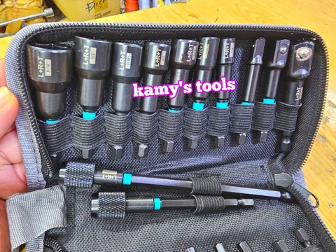 Bộ 21 chi tiết đầu chụp khẩu tuýp bắn bulong đuôi 1/4 inch có nam châm hệ mét và hệ inch thép đen cao cấp L+R+T (LRT)