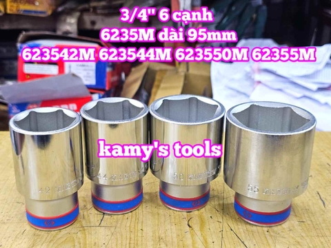 Đầu tuýp 3/4 inch 6 cạnh trắng 42mm 44mm 50mm 55mm Kingtony 623542M 623544M 623550M 62355M