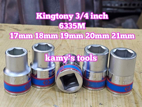 Đầu tuýp khẩu 3/4 inch 6 cạnh trắng Kingtony 17mm 18mm 19mm 20mm 21mm 633517M 633518M 633519M 633520M 633521M