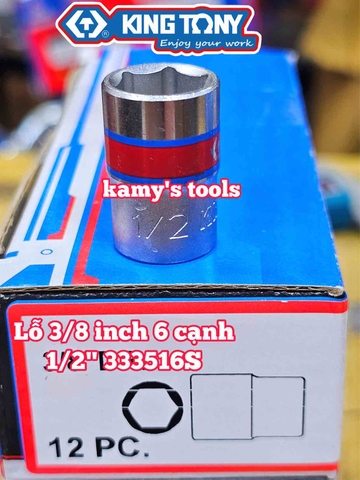 Đầu tuýp hệ inch 6 cạnh 3/8 inch Kingtony cỡ 1/4” 5/16” 9/16” 3/8” 1/2” 333508S 333510S 333512S 333516S 333518S